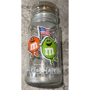 Vintage 1980 M&M Glass Jar With Lid LA Los Angeles Olympics 1984 Candy Display